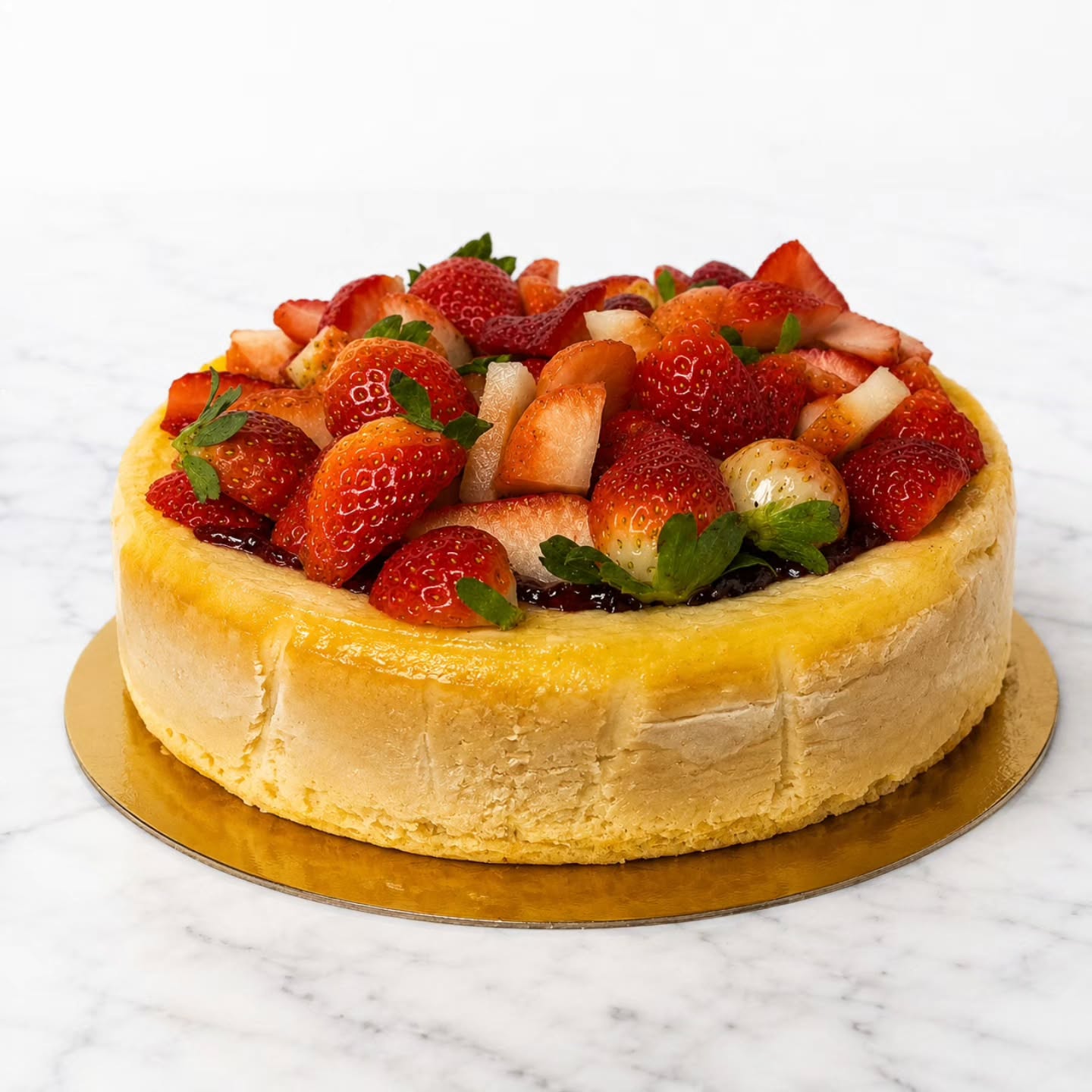 Cheesecake de Neshamá con mermelada y frutillas frescas